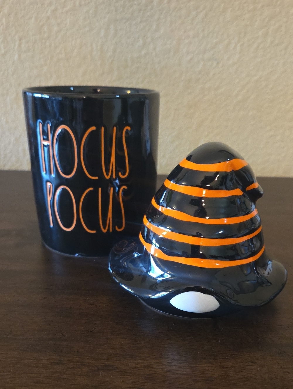 Rae Dunn Black and Orange 'Hocus Pocus' Ceramic Accent Set